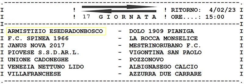 17^ Giornata Ritorno Armistizio Esedra don Bosco Padova Juniores Elite U19 Girone C SS 2022-2023 gare